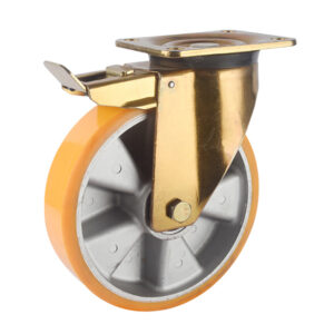 Aluminium core PU wheel heavy duty swivel caster with dual brake
